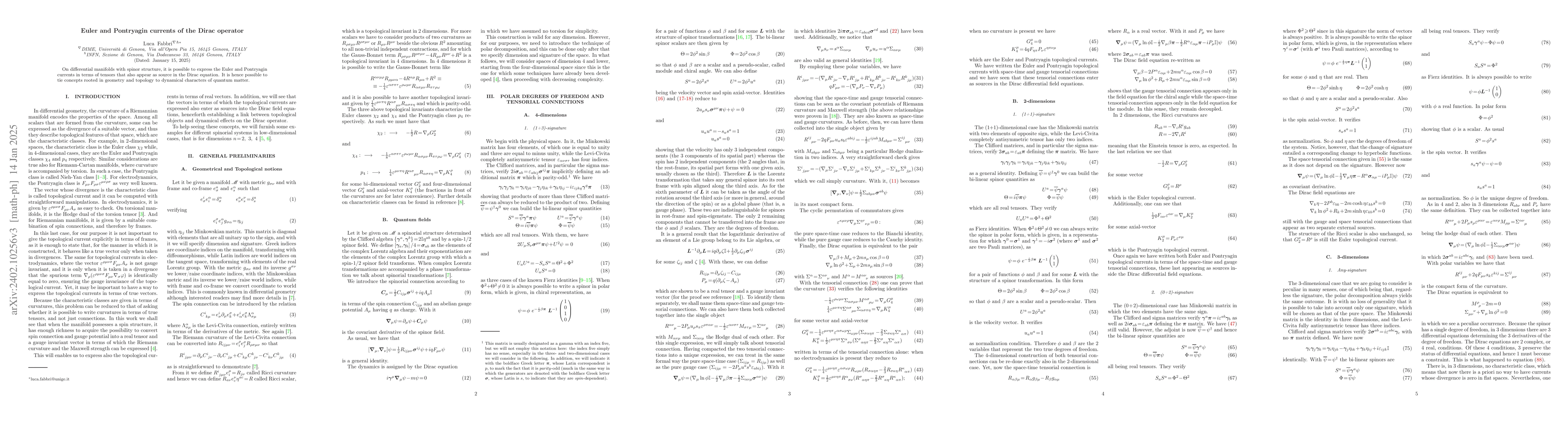 Thumbnail for Euler and Pontryagin currents of Dirac operator