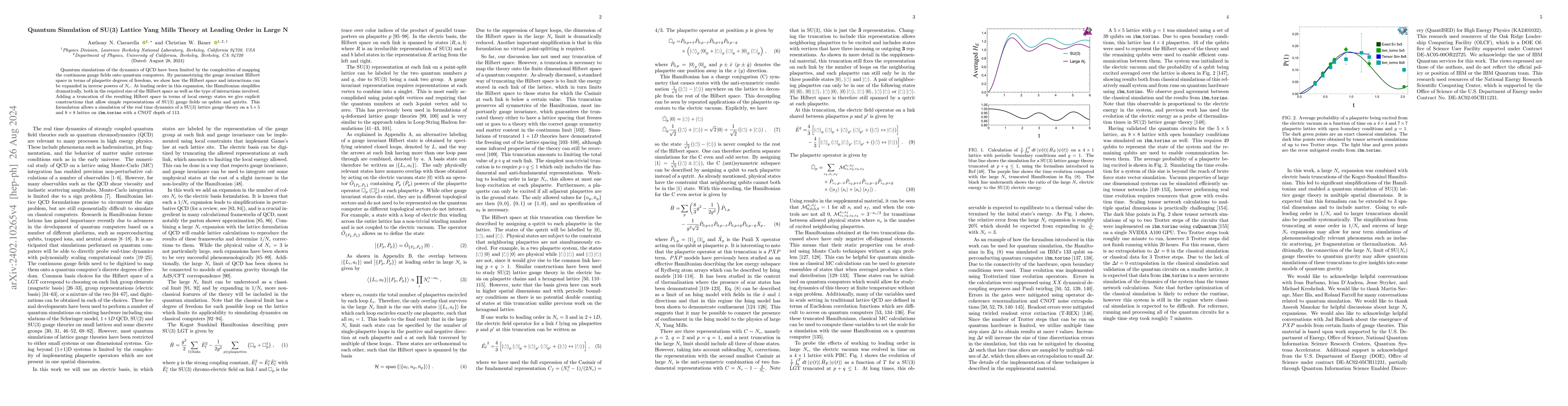 Thumbnail for Quantum Simulation of SU(3) Lattice Yang Mills Theory at Leading Order
  in Large N