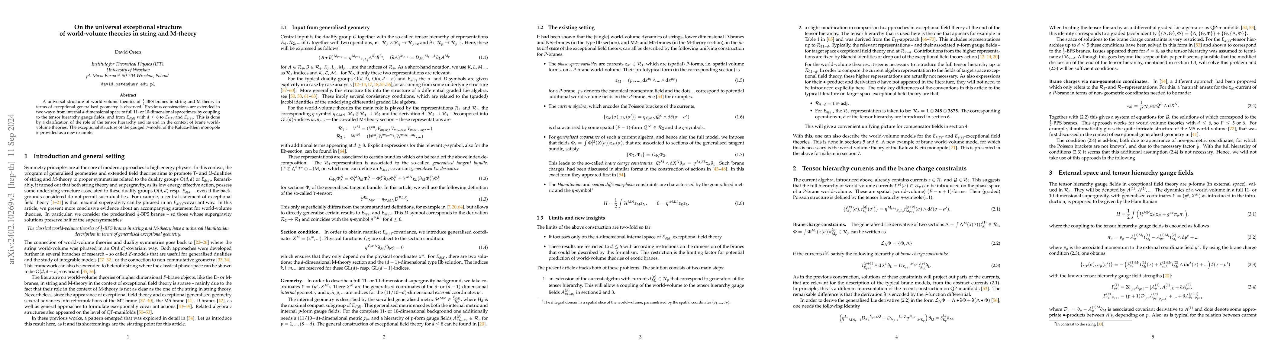 Thumbnail for On the universal exceptional structure of world-volume theories in
  string and M-theory