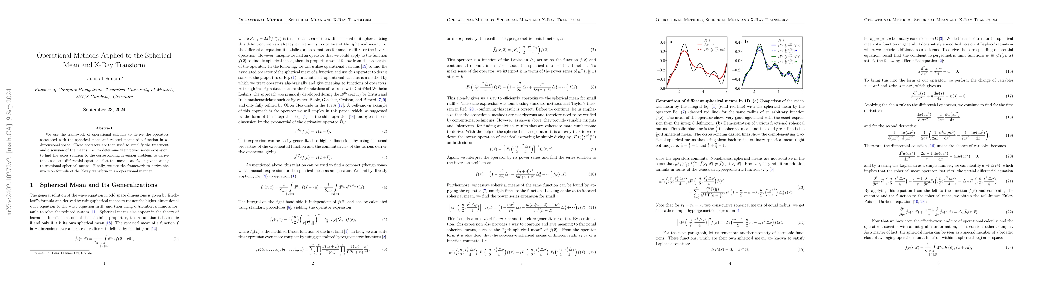 Thumbnail for Operational Methods Applied to the Spherical Mean and X-Ray Transform