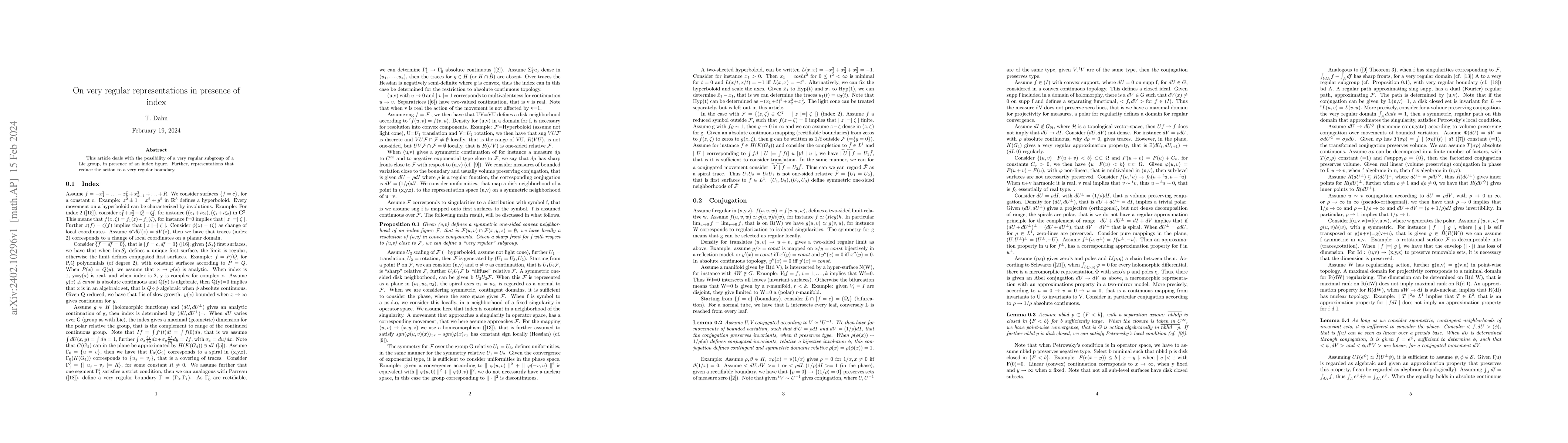 Thumbnail for On very regular representations in presence of index