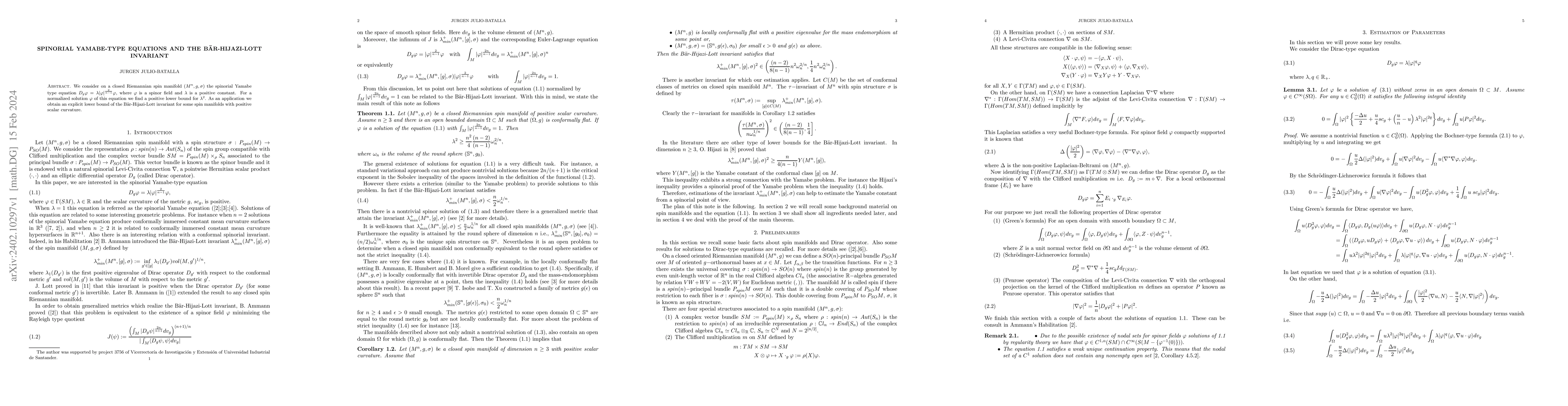 Thumbnail for Spinorial Yamabe-type equations and the B\"ar-Hijazi-Lott invariant