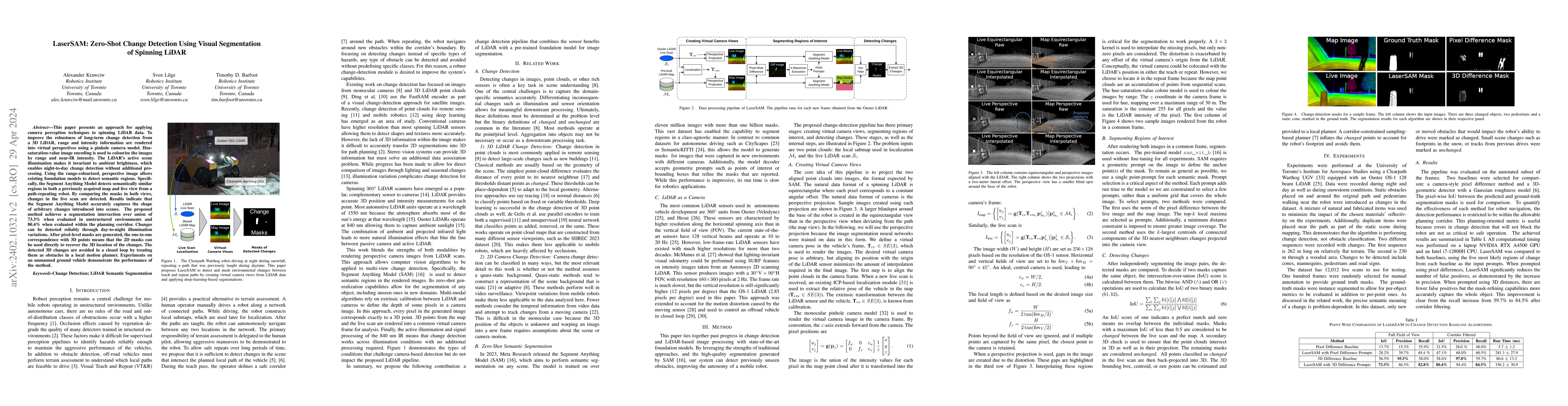Thumbnail for LaserSAM: Zero-Shot Change Detection Using Visual Segmentation of
  Spinning LiDAR