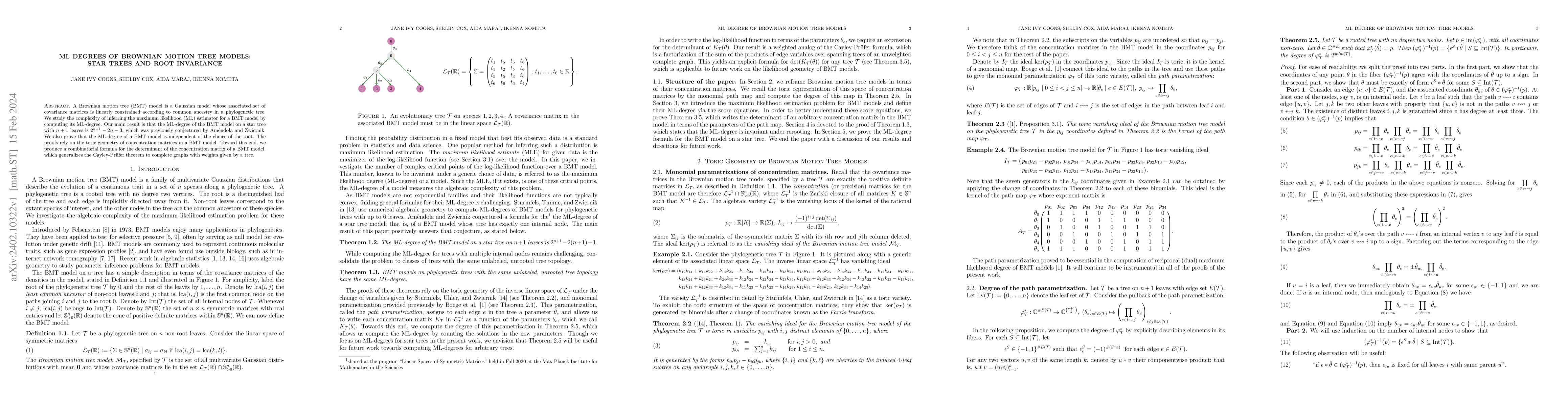 Thumbnail for Maximum Likelihood Degrees of Brownian Motion Tree Models: Star Trees
  and Root Invariance