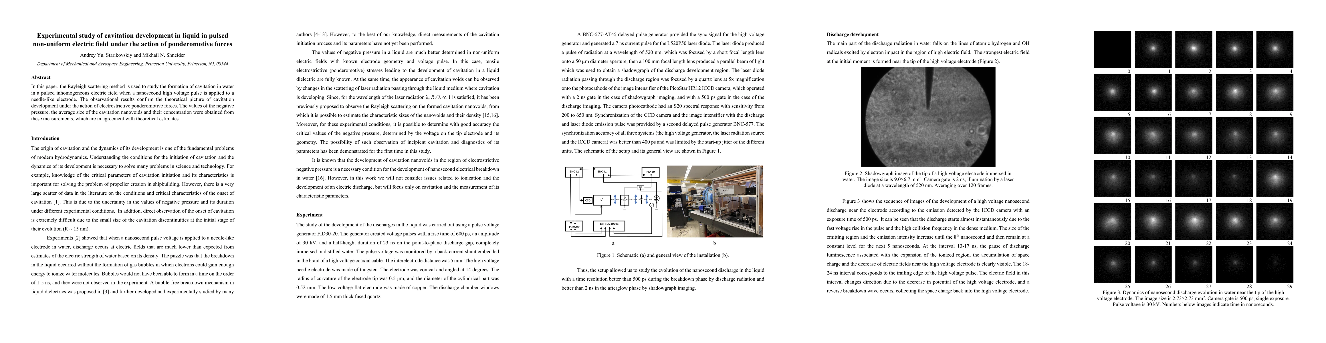 Thumbnail for Experimental study of cavitation development in liquid in pulsed
  non-uniform electric field under the action of ponderomotive forces