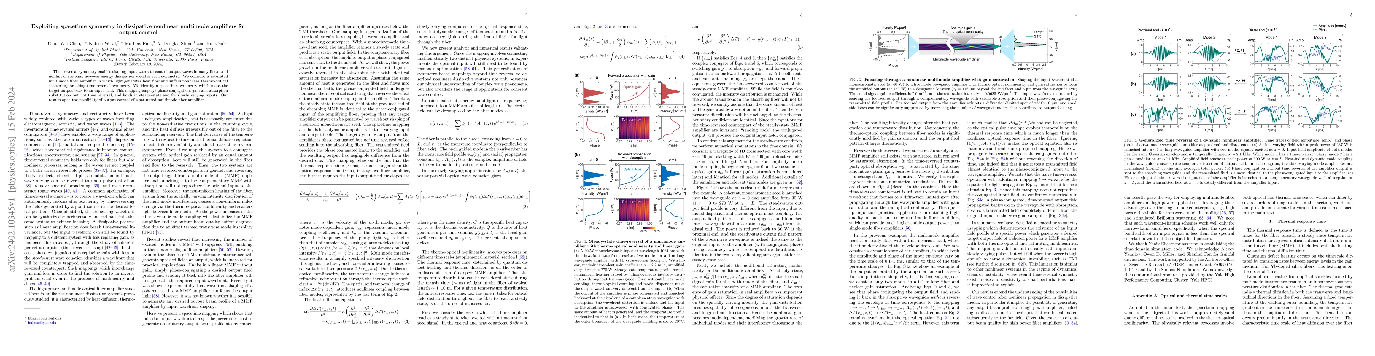 Thumbnail for Exploiting spacetime symmetry in dissipative nonlinear multimode
  amplifiers for output control