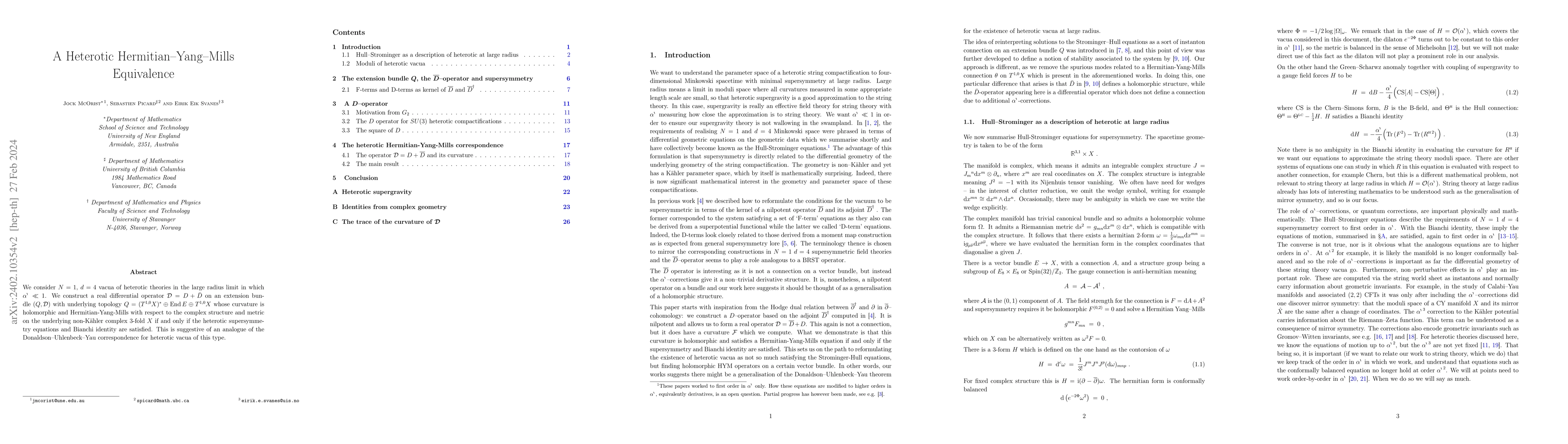 Thumbnail for A Heterotic Hermitian--Yang--Mills Equivalence