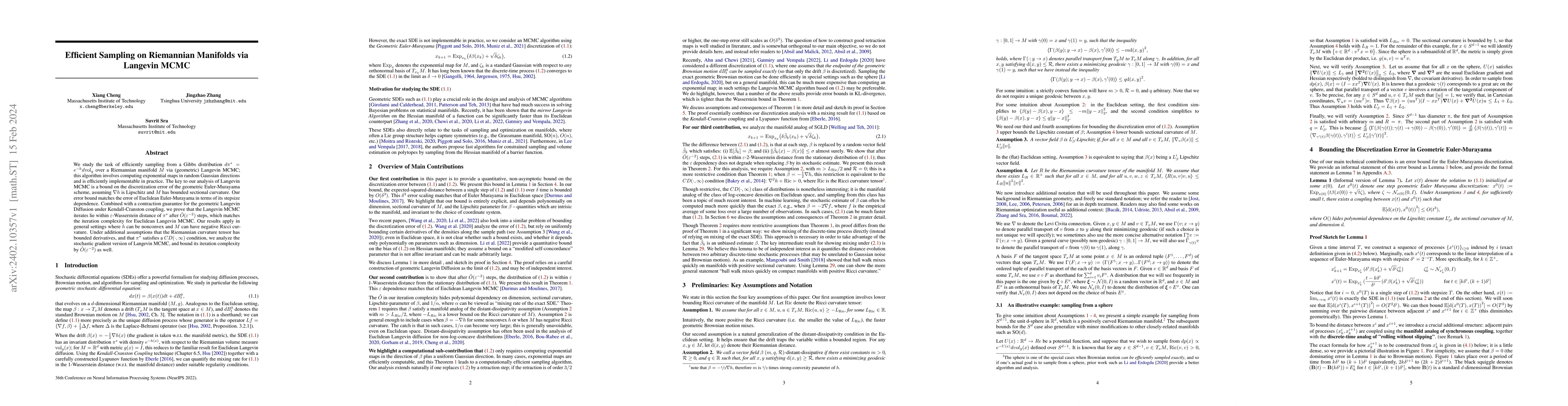 Thumbnail for Efficient Sampling on Riemannian Manifolds via Langevin MCMC