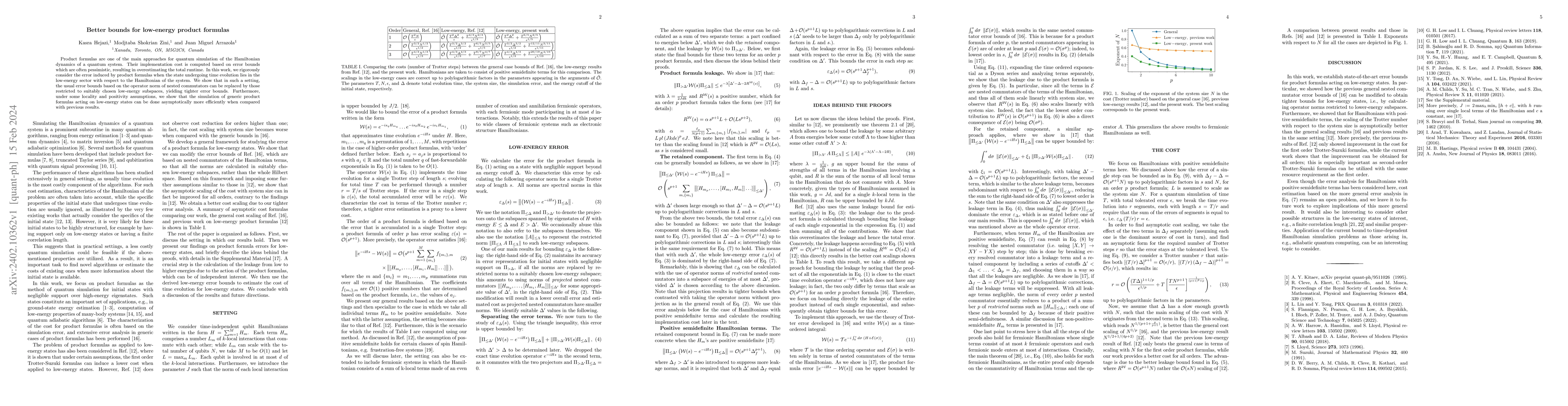 Thumbnail for Better bounds for low-energy product formulas