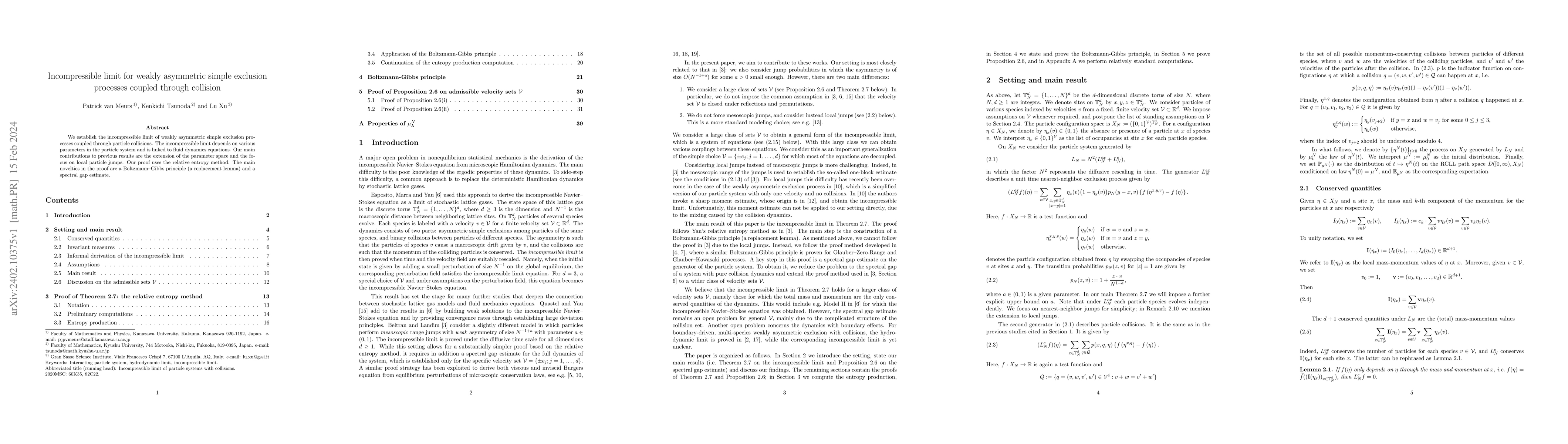 Thumbnail for Incompressible limit for weakly asymmetric simple exclusion processes
  coupled through collision