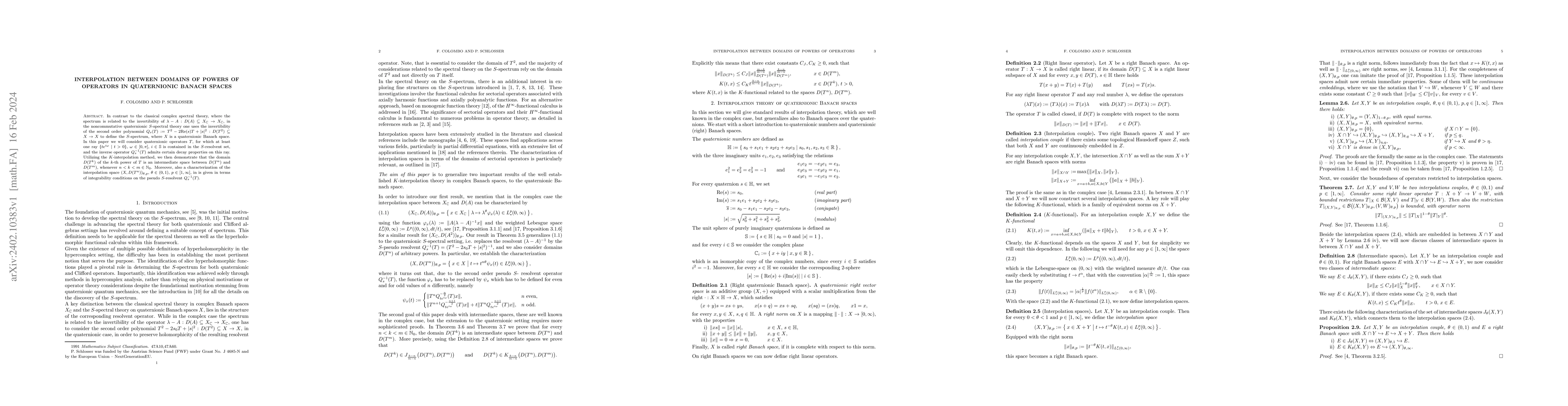 Thumbnail for Interpolation between domains of powers of operators in quaternionic
  Banach spaces