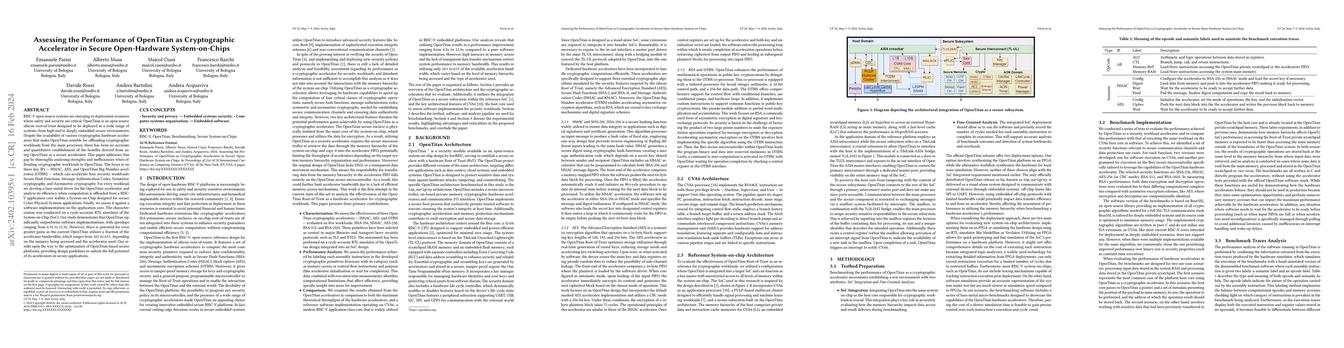 Thumbnail for Assessing the Performance of OpenTitan as Cryptographic Accelerator in
  Secure Open-Hardware System-on-Chips