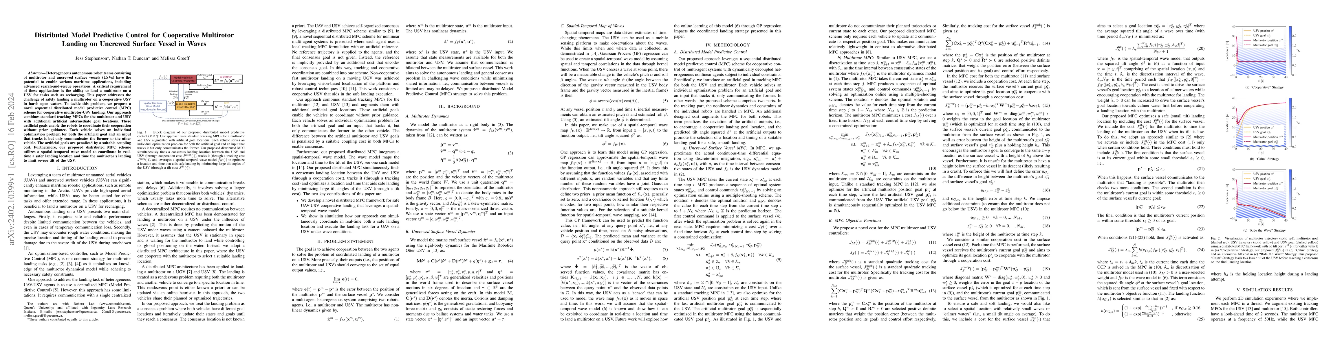Thumbnail for Distributed Model Predictive Control for Cooperative Multirotor Landing
  on Uncrewed Surface Vessel in Waves