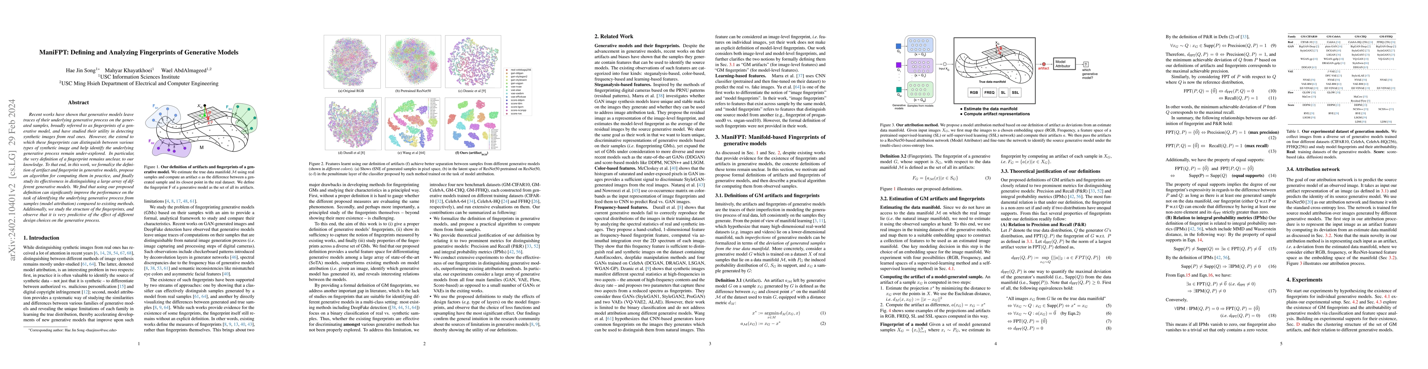 Thumbnail for ManiFPT: Defining and Analyzing Fingerprints of Generative Models