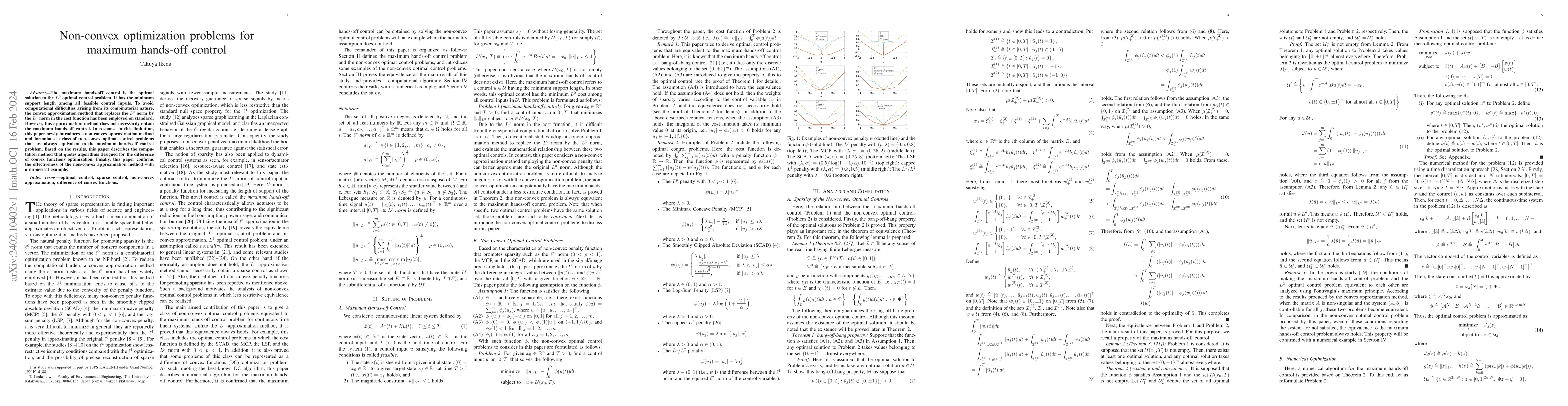 Thumbnail for Non-convex optimization problems for maximum hands-off control