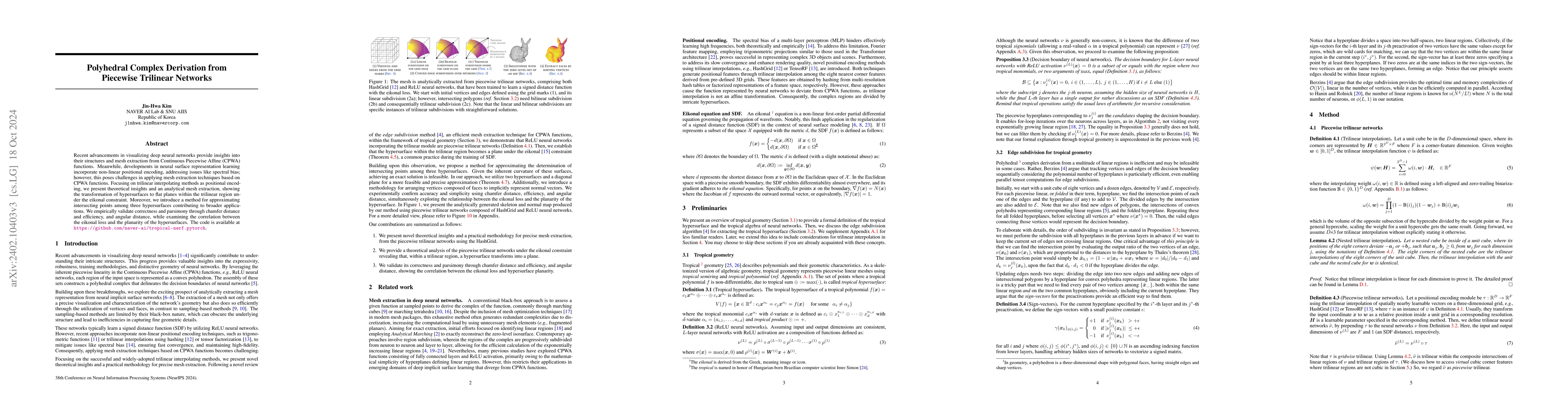 Thumbnail for Polyhedral Complex Derivation from Piecewise Trilinear Networks