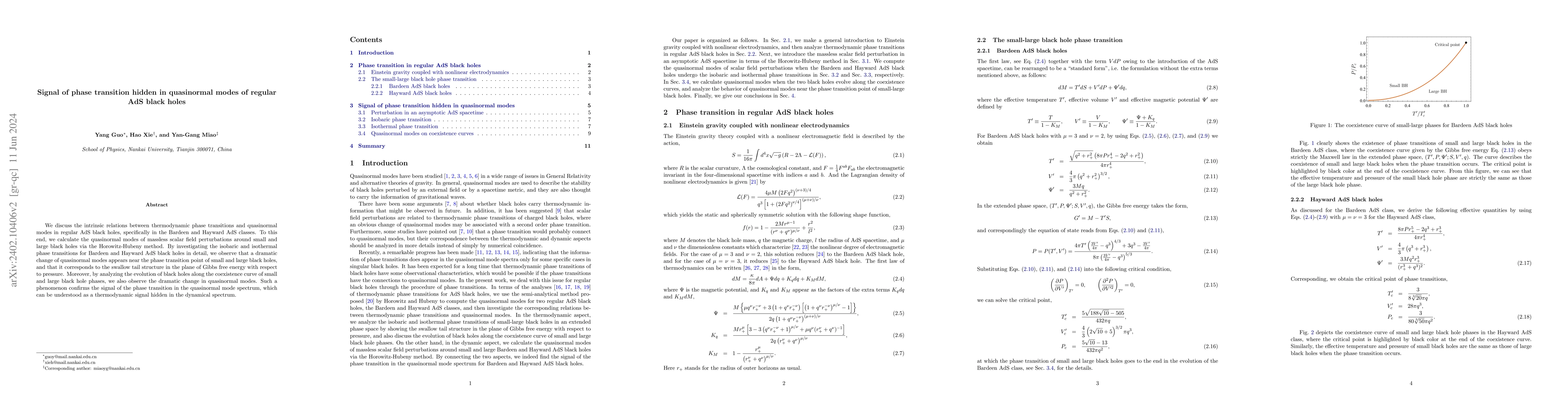 Thumbnail for Signal of phase transition hidden in quasinormal modes of regular AdS
  black holes