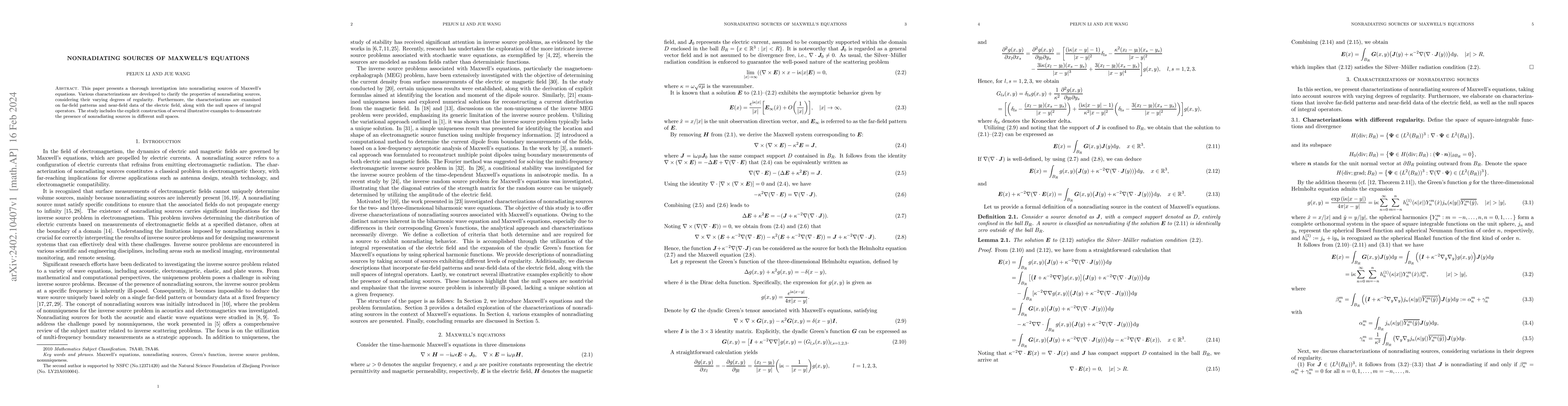 Thumbnail for Nonradiating sources of Maxwell's equations