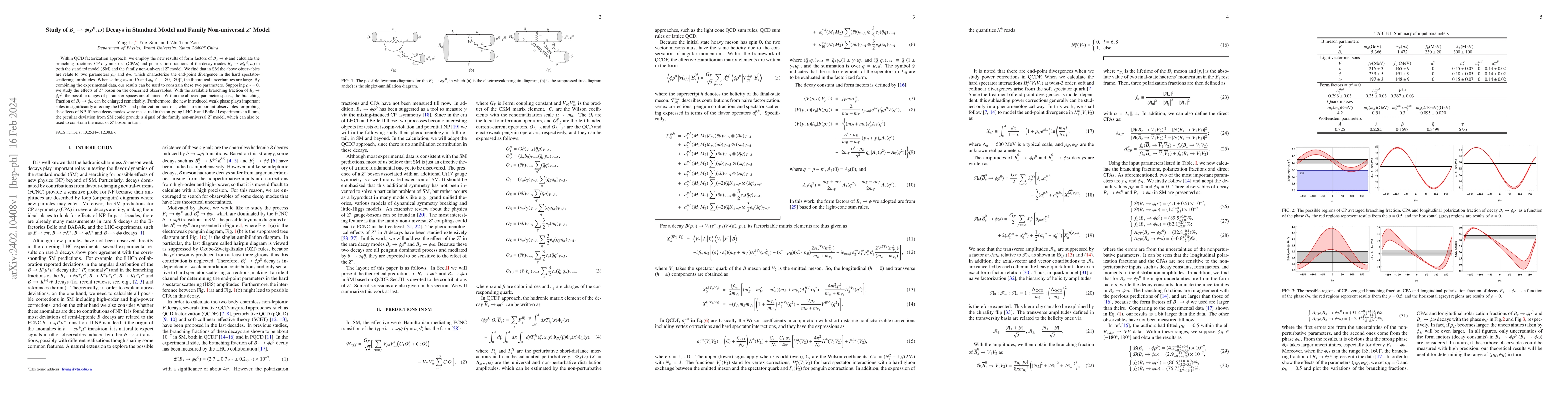 Thumbnail for Study of $B_s \to \phi (\rho^0, \omega)$ Decays in Standard Model and
  Family Non-universal $Z^\prime$ Model