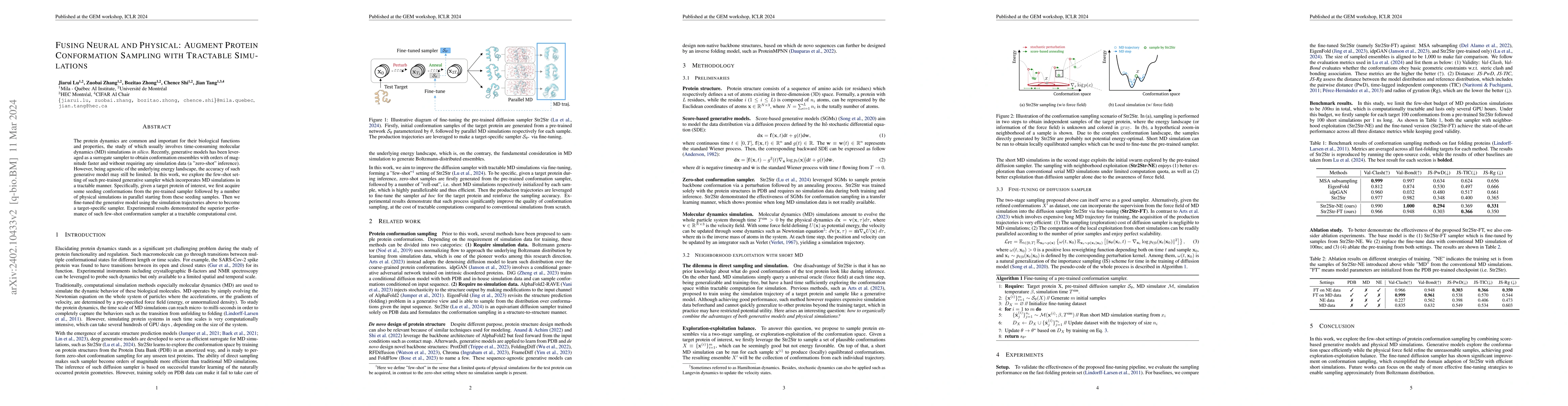 Thumbnail for Fusing Neural and Physical: Augment Protein Conformation Sampling with
  Tractable Simulations