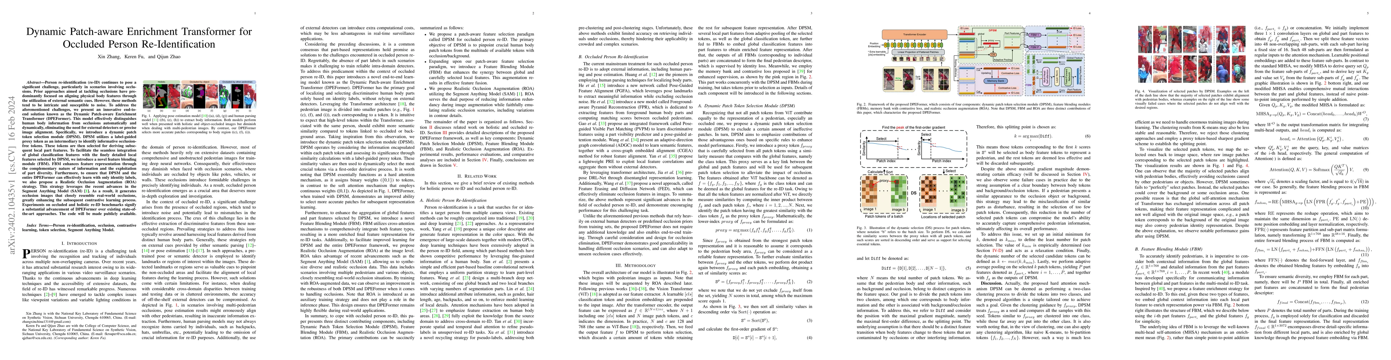 Thumbnail for Dynamic Patch-aware Enrichment Transformer for Occluded Person
  Re-Identification