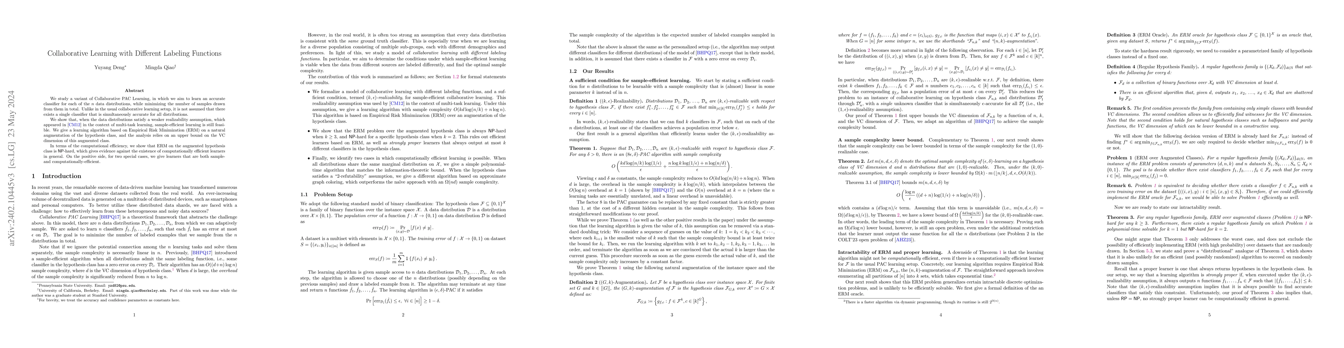 Thumbnail for Collaborative Learning with Different Labeling Functions