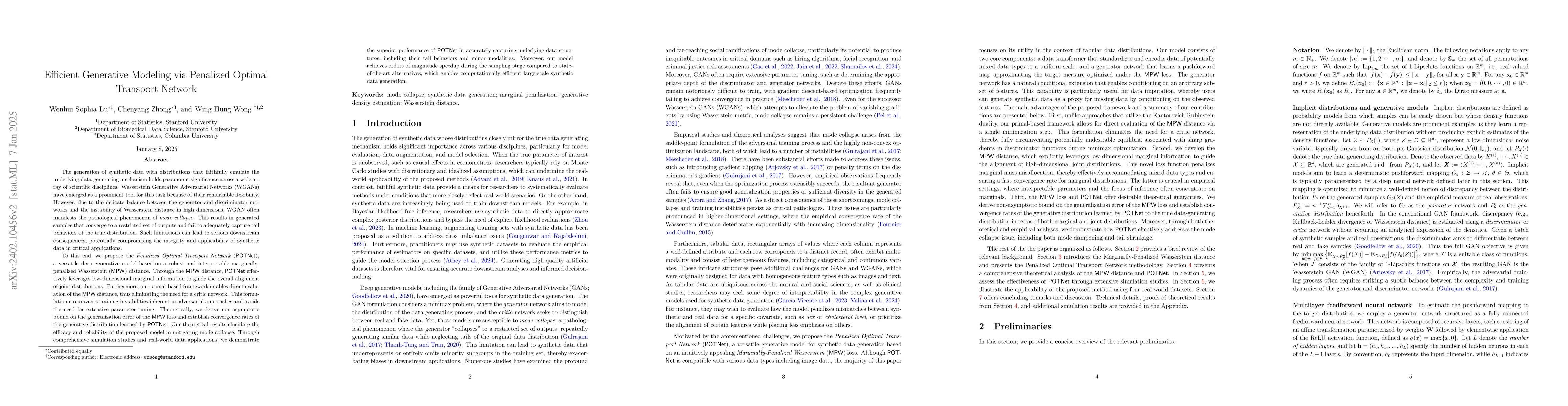 Thumbnail for Generative Modeling for Tabular Data via Penalized Optimal Transport
  Network