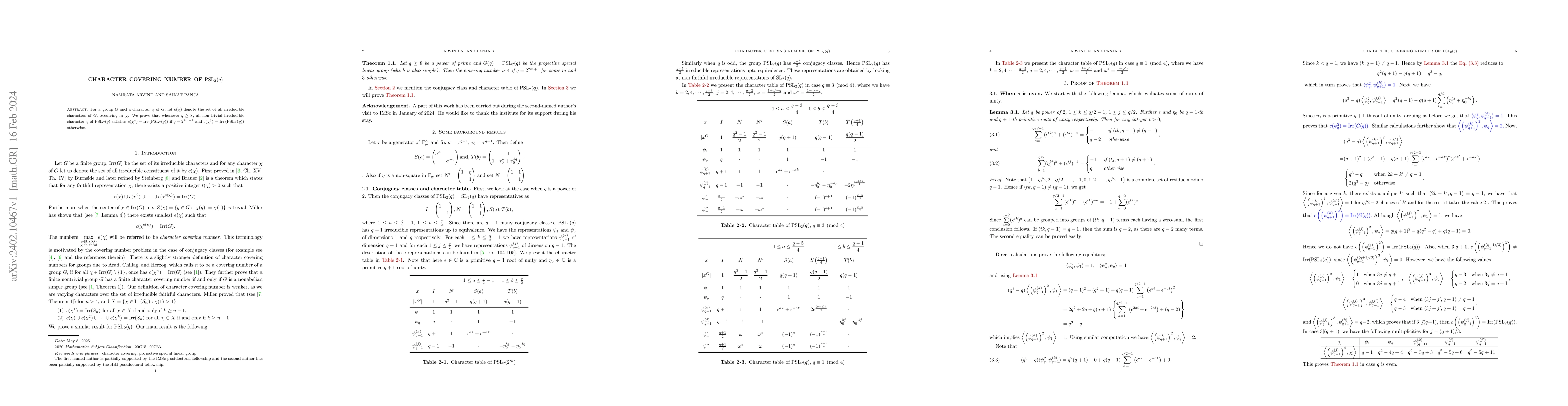 Thumbnail for Character covering number of $\mathrm{PSL}_2 (q)$