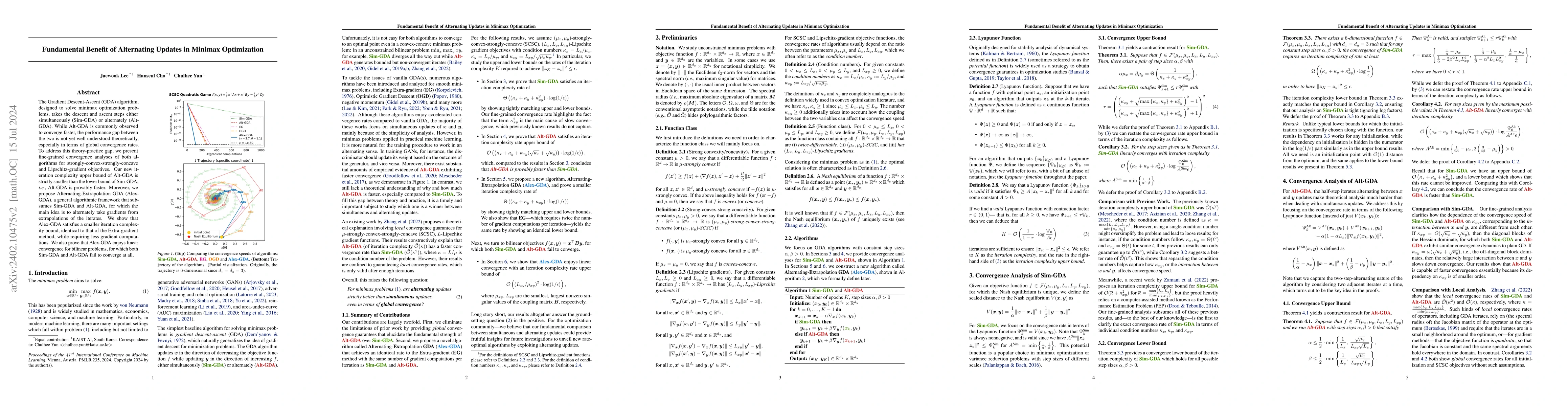 Thumbnail for Fundamental Benefit of Alternating Updates in Minimax Optimization