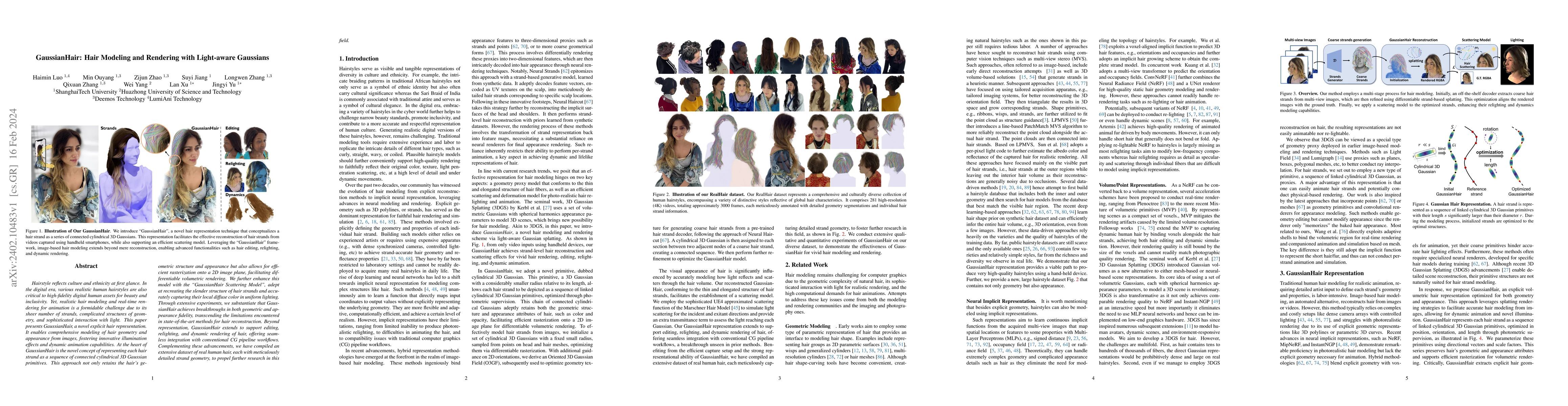 Thumbnail for GaussianHair: Hair Modeling and Rendering with Light-aware Gaussians