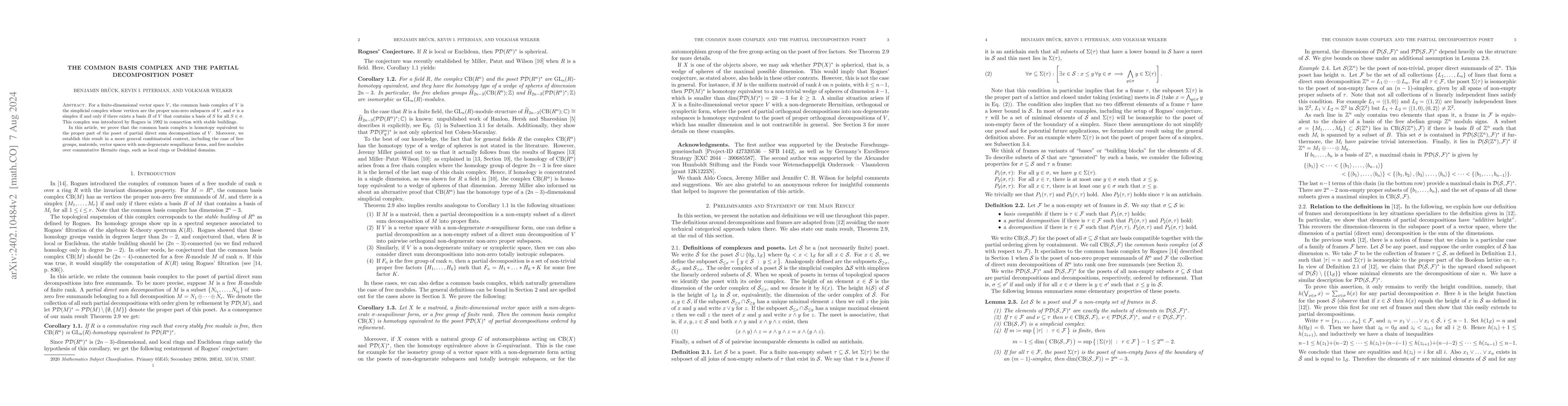 Thumbnail for The common basis complex and the partial decomposition poset