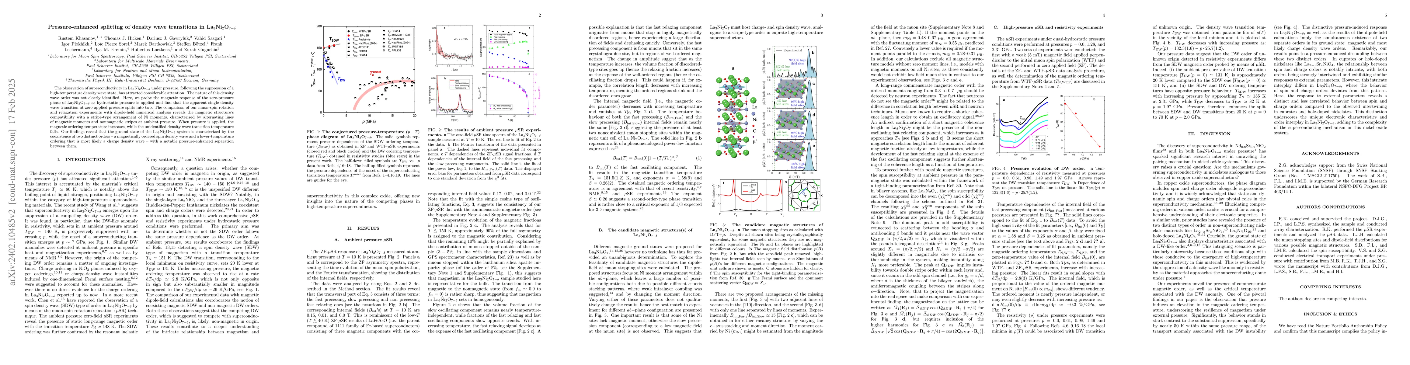 Thumbnail for Pressure-Induced Split of the Density Wave Transitions in
  La$_3$Ni$_2$O$_{7-\delta}$