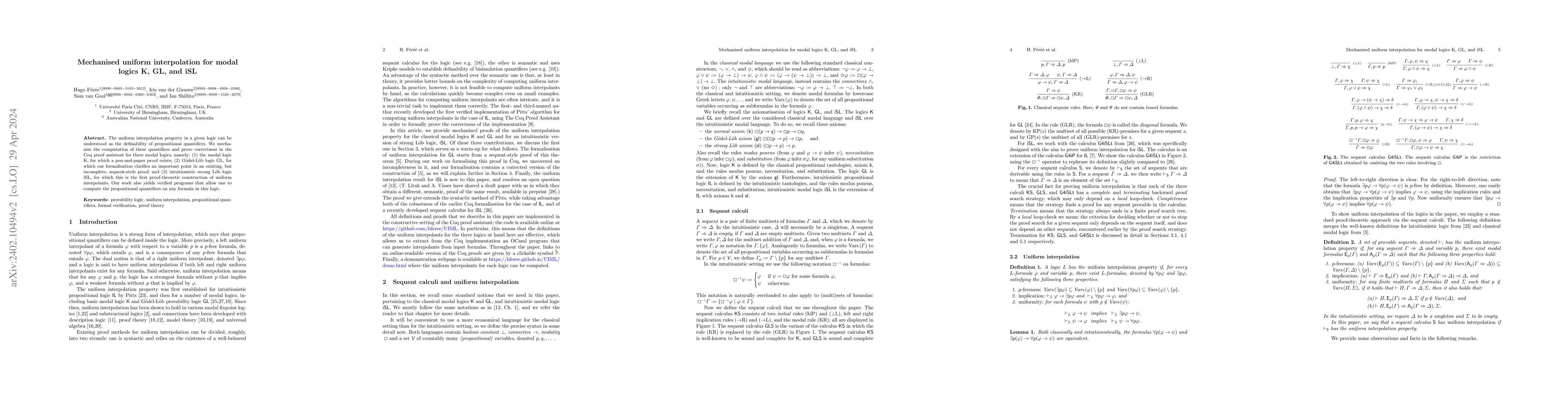 Thumbnail for Mechanised uniform interpolation for modal logics K, GL, and iSL