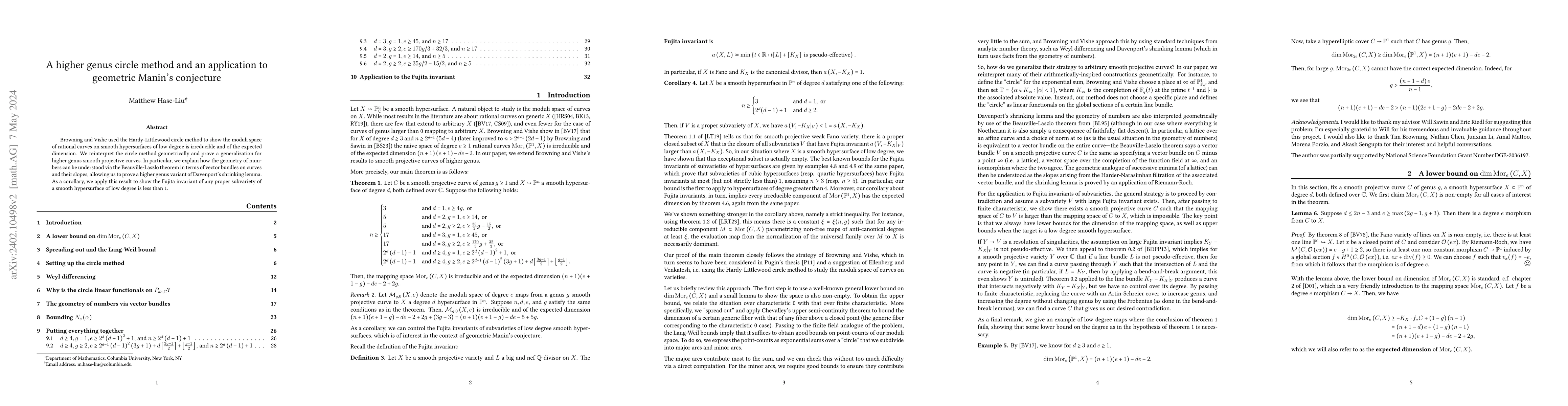 Thumbnail for A higher genus circle method and an application to geometric Manin's
  conjecture