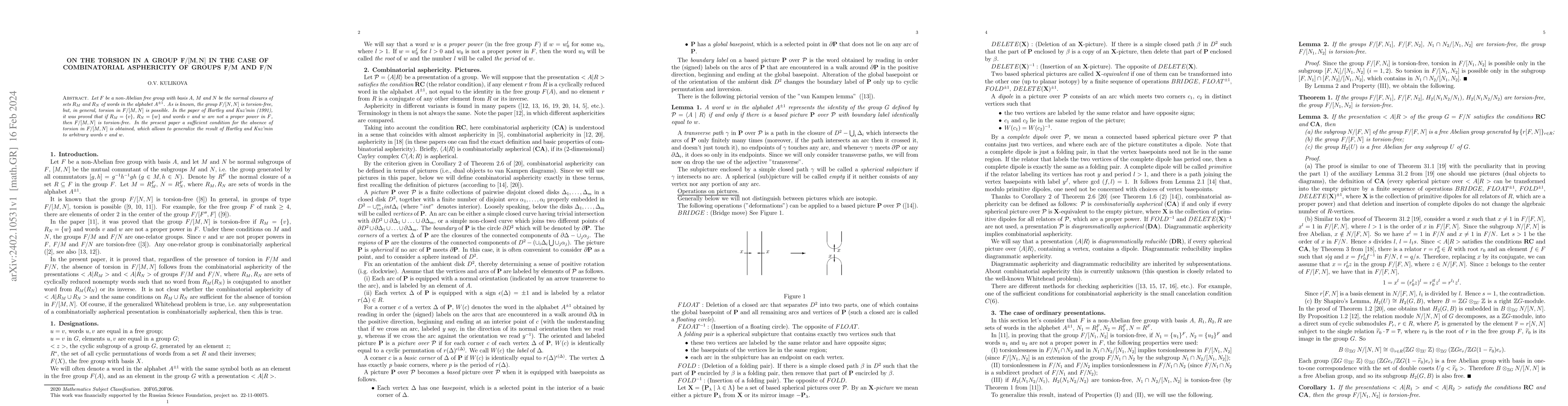 Thumbnail for On the torsion in a group $\bf F/[M,N]$ in the case of combinatorial
  asphericity of groups $\bf F/M$ and $\bf F/N$