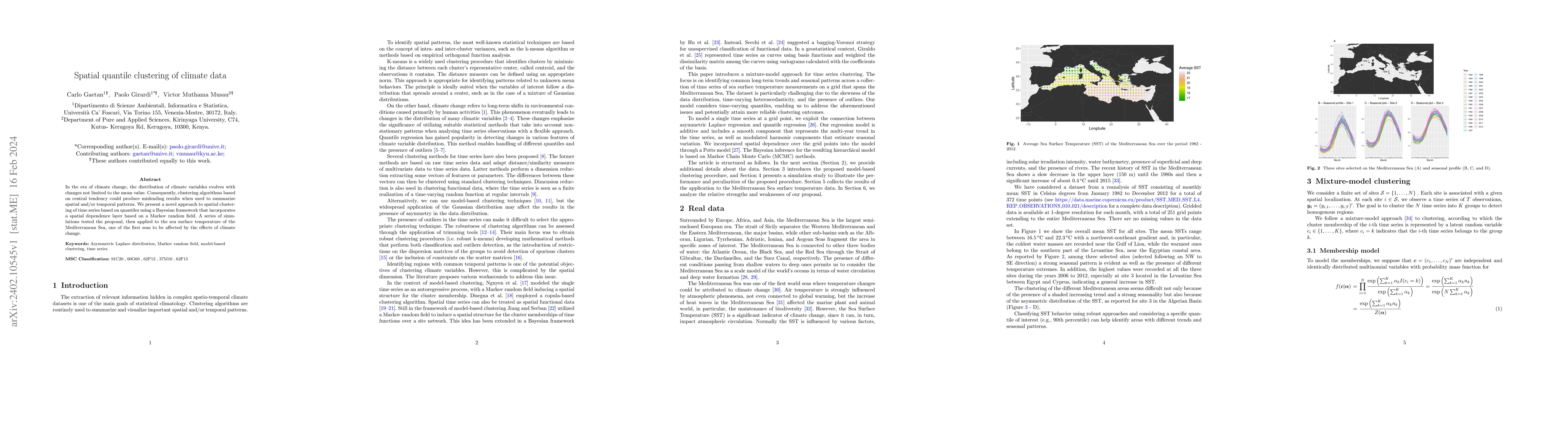 Thumbnail for Spatial quantile clustering of climate data
