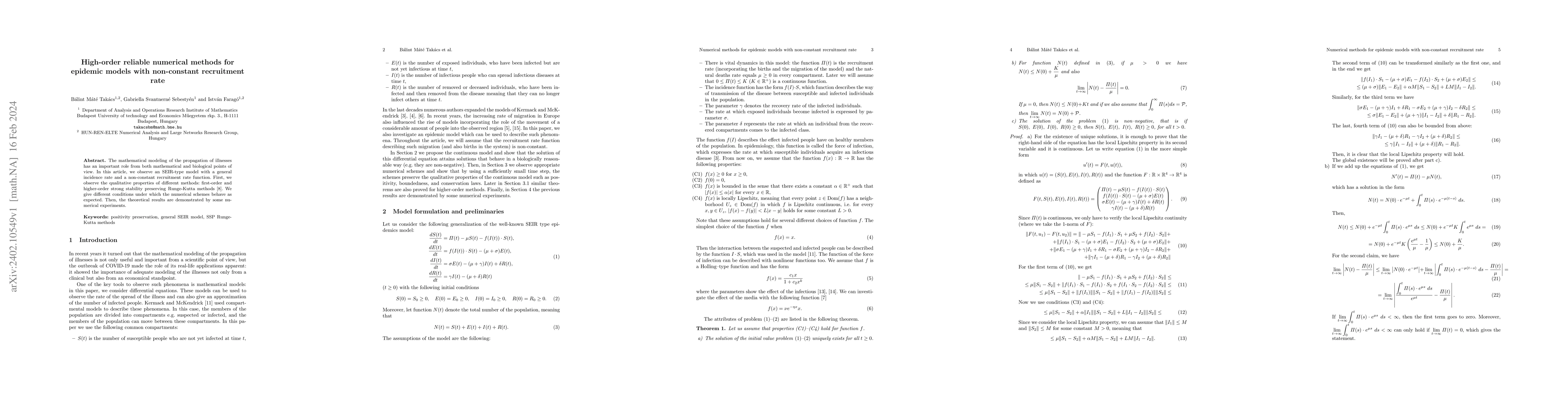 Thumbnail for High-order reliable numerical methods for epidemic models with
  non-constant recruitment rate