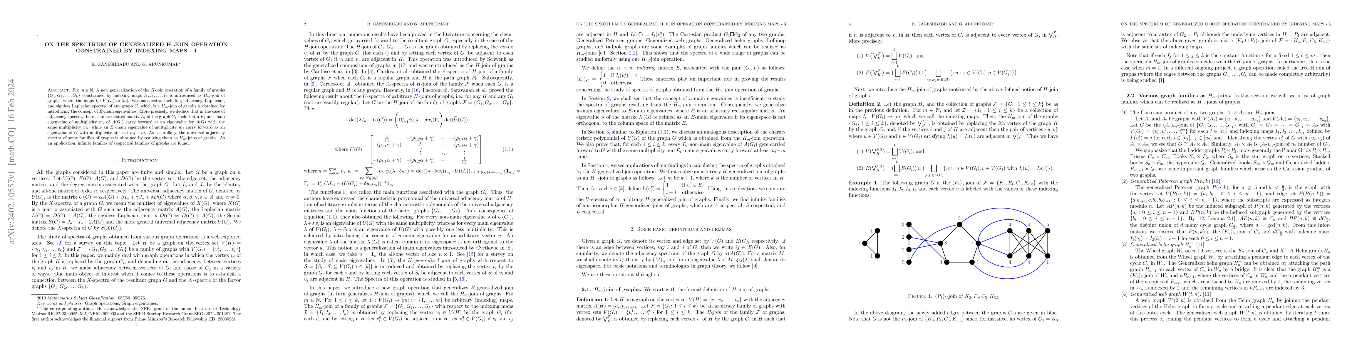 Thumbnail for On the spectrum of generalized H-join operation constrained by indexing
  maps -- I