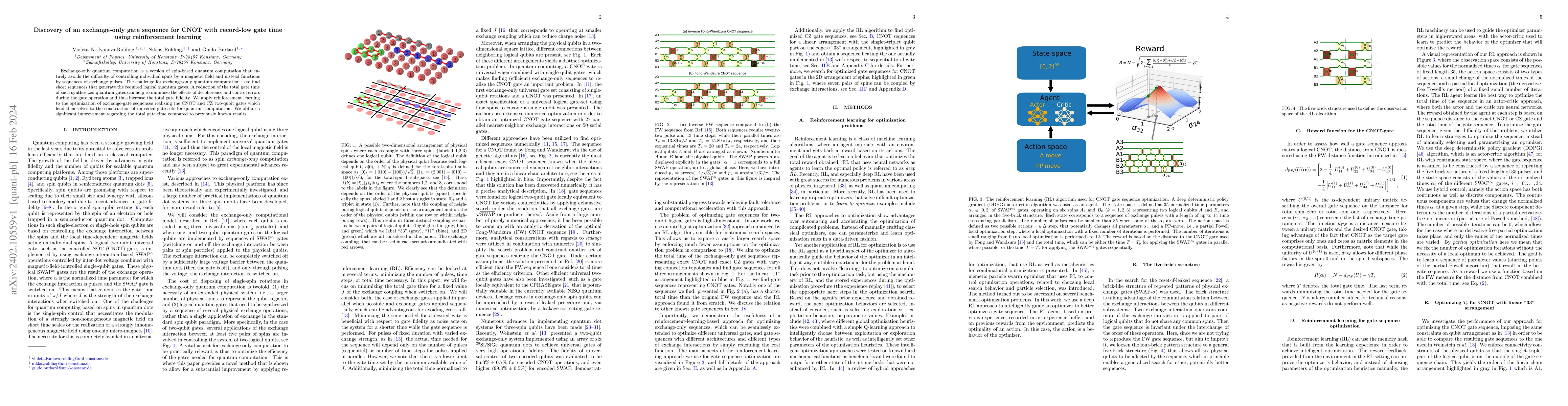 Thumbnail for Discovery of an exchange-only gate sequence for CNOT with record-low
  gate time using reinforcement learning