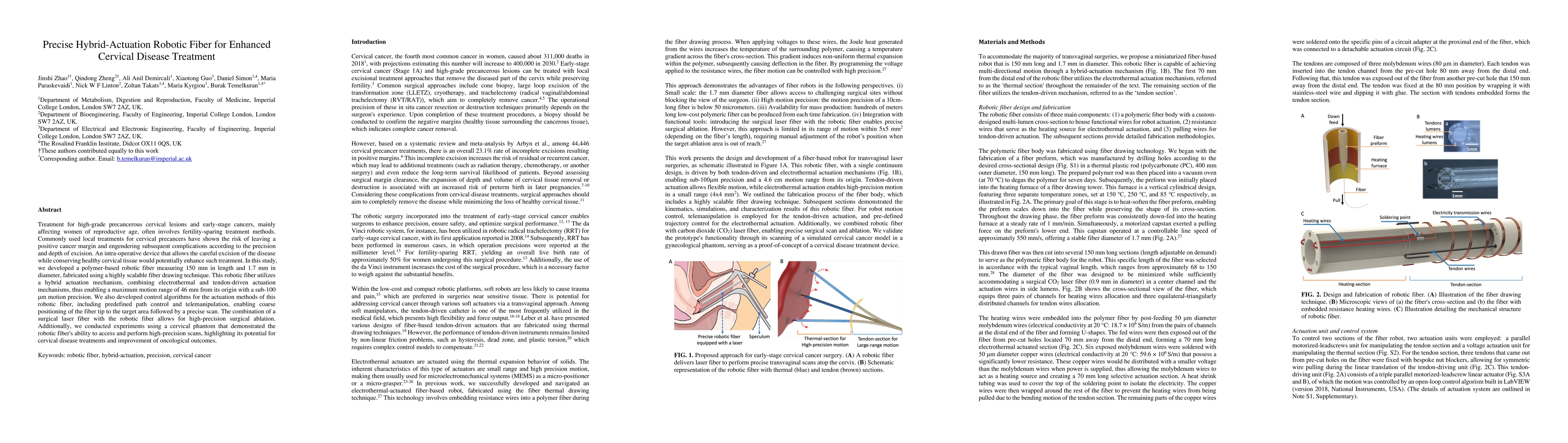 Thumbnail for Precise Hybrid-Actuation Robotic Fiber for Enhanced Cervical Disease
  Treatment