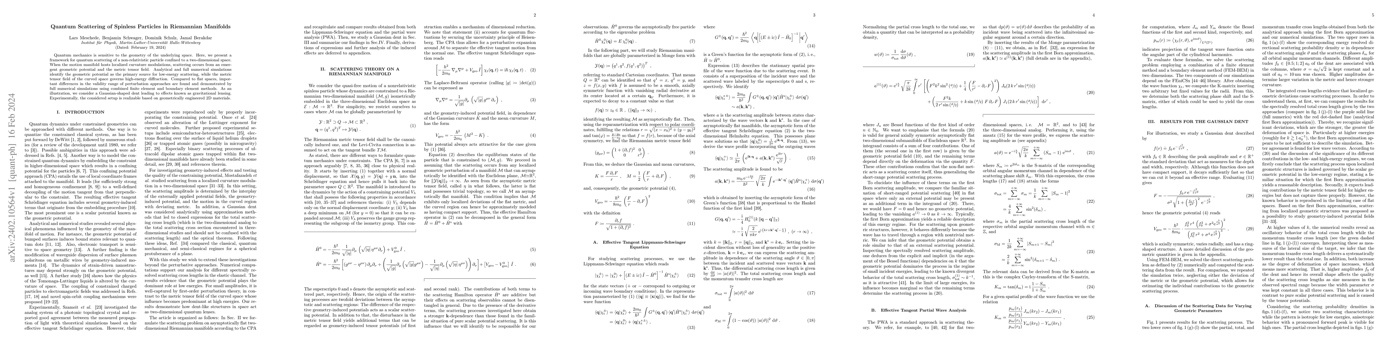Thumbnail for Quantum Scattering of Spinless Particles in Riemannian Manifolds