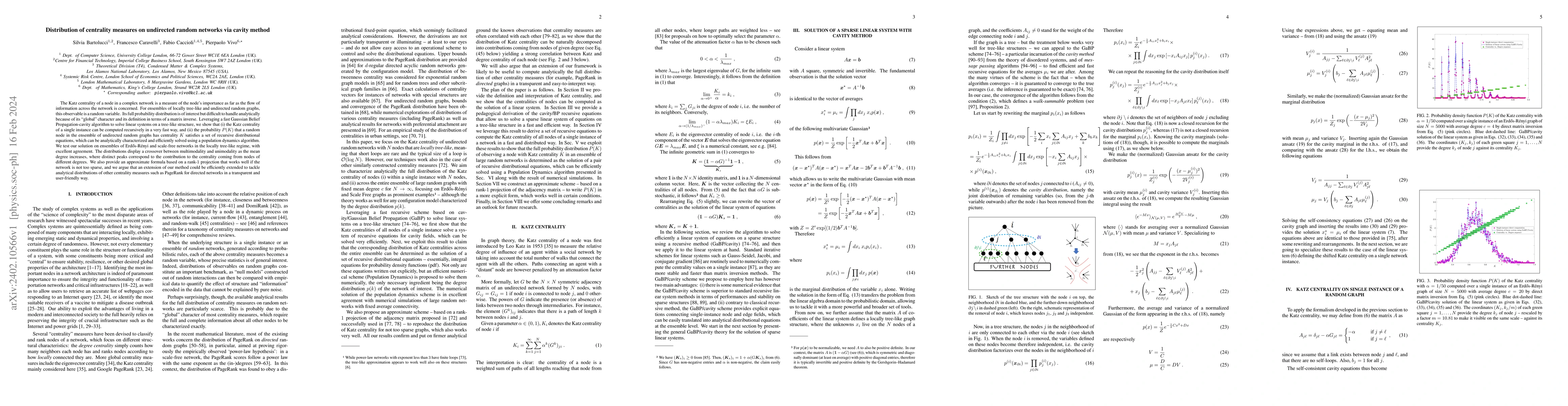 Thumbnail for Distribution of centrality measures on undirected random networks via
  cavity method