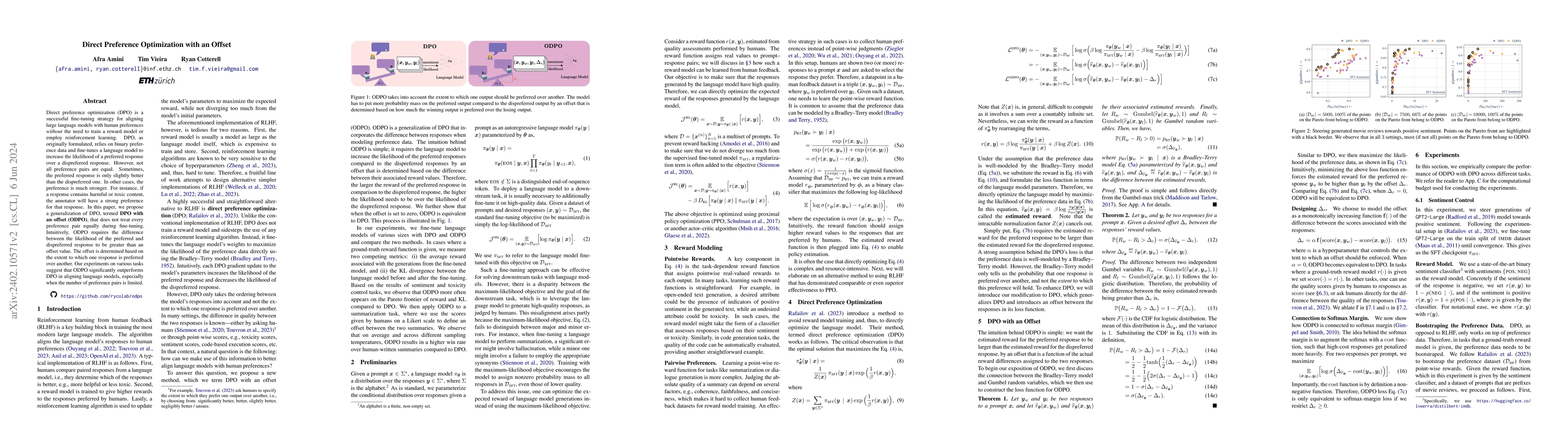 Thumbnail for Direct Preference Optimization with an Offset