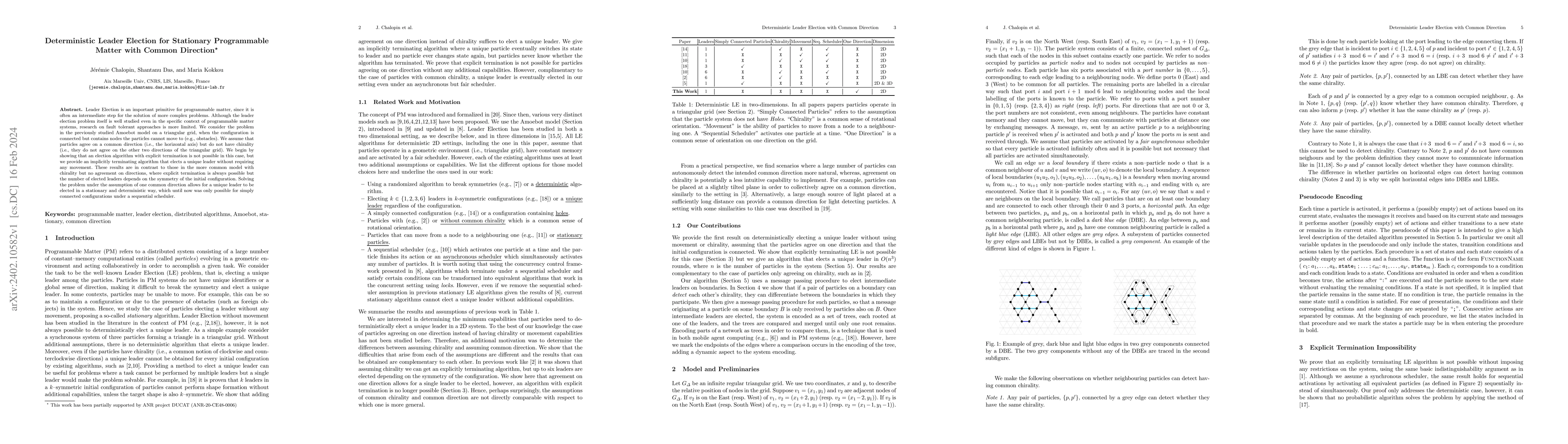 Thumbnail for Deterministic Leader Election for Stationary Programmable Matter with
  Common Direction
