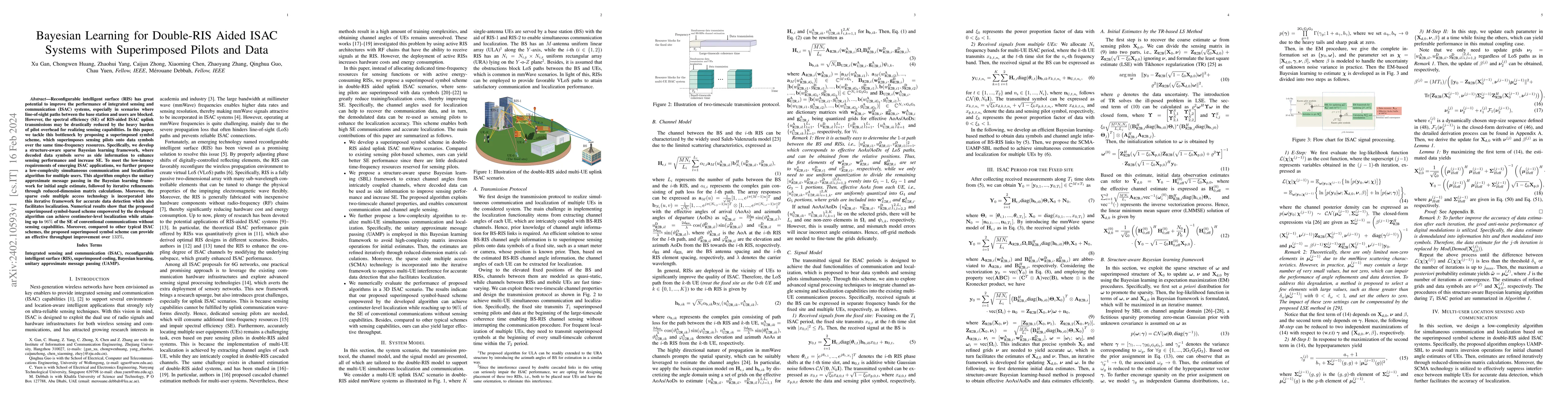 Thumbnail for Bayesian Learning for Double-RIS Aided ISAC Systems with Superimposed
  Pilots and Data