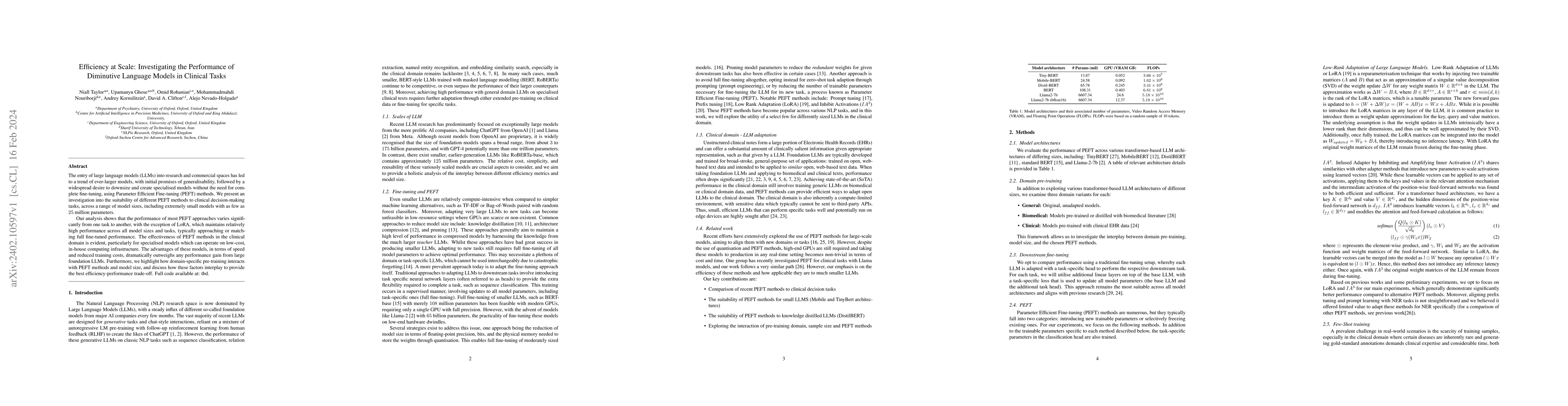 Thumbnail for Efficiency at Scale: Investigating the Performance of Diminutive
  Language Models in Clinical Tasks