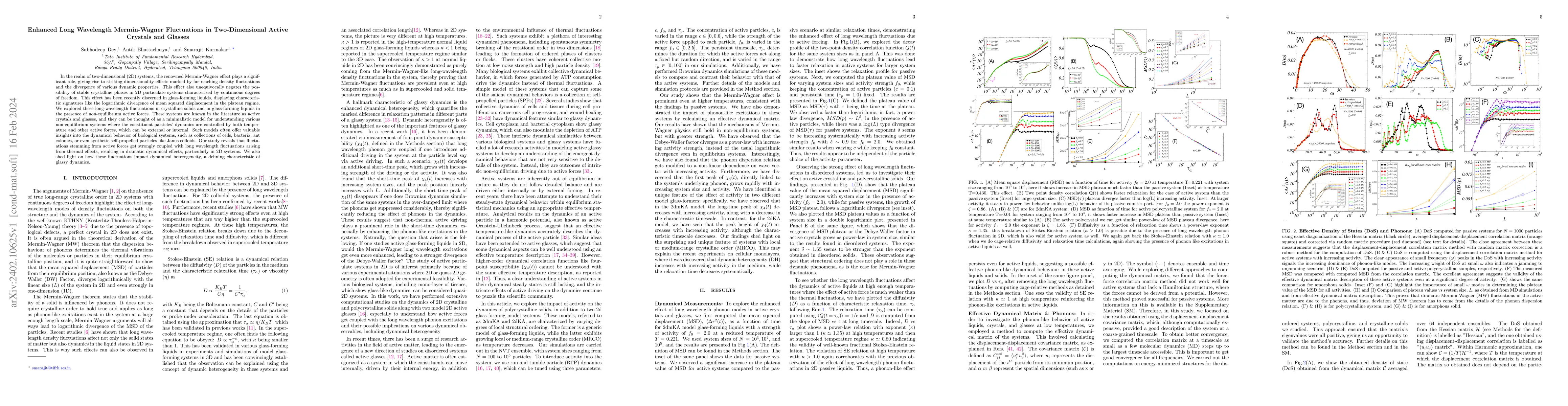 Thumbnail for Enhanced Long Wavelength Mermin-Wagner Fluctuations in Two-Dimensional
  Active Crystals and Glasses
