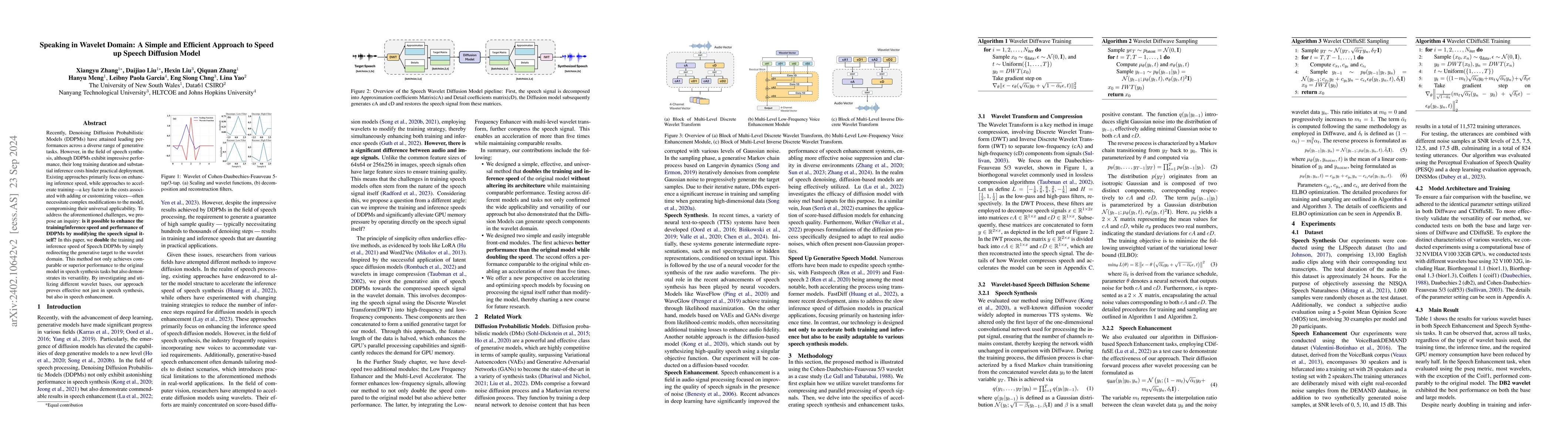 Thumbnail for Speaking in Wavelet Domain: A Simple and Efficient Approach to Speed up
  Speech Diffusion Model