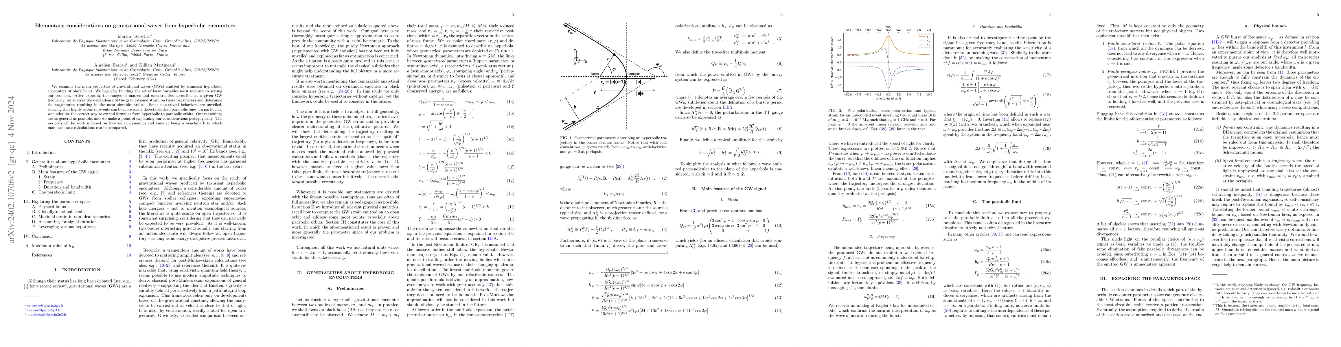 Thumbnail for Elementary considerations on gravitational waves from hyperbolic
  encounters
