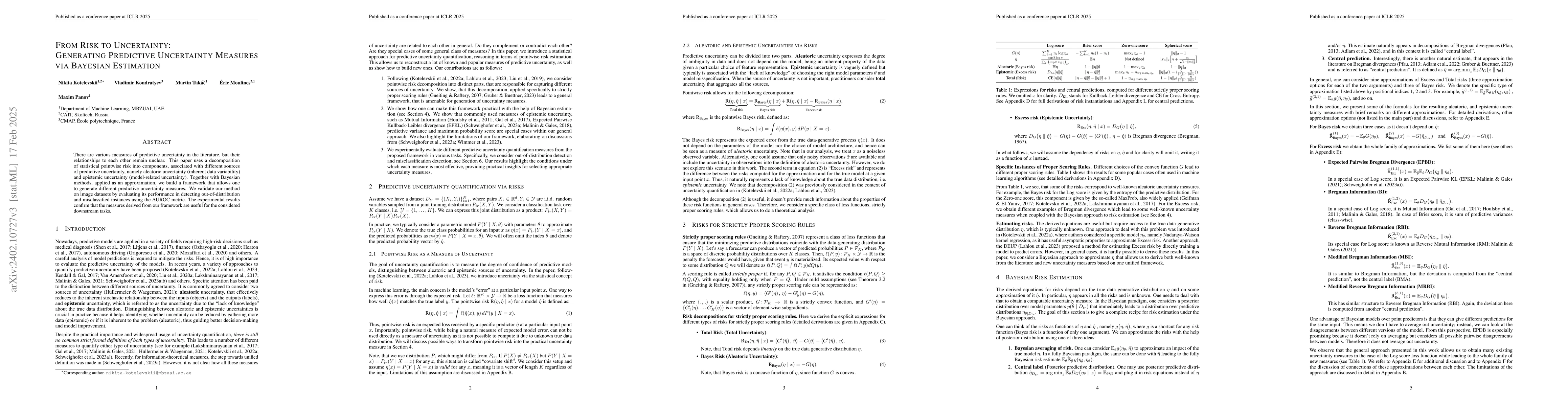 Thumbnail for Predictive Uncertainty Quantification via Risk Decompositions for
  Strictly Proper Scoring Rules